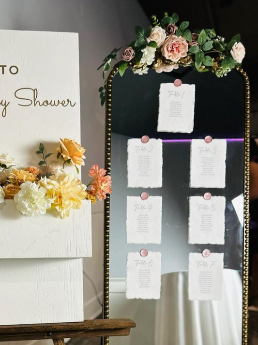 Handmade Paper Seating Chart Cards | Printed