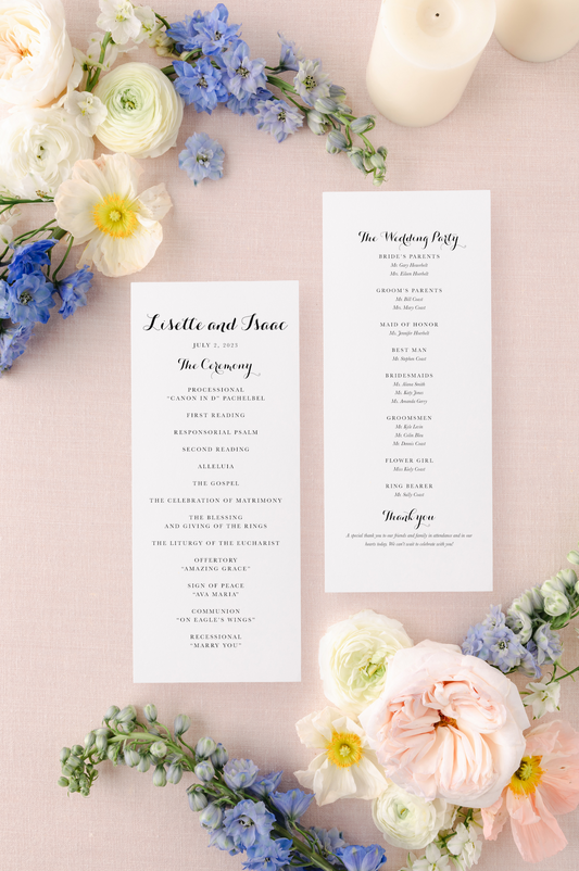 Semi-custom Handmade Paper Wedding Program | Set of 10 | Printed