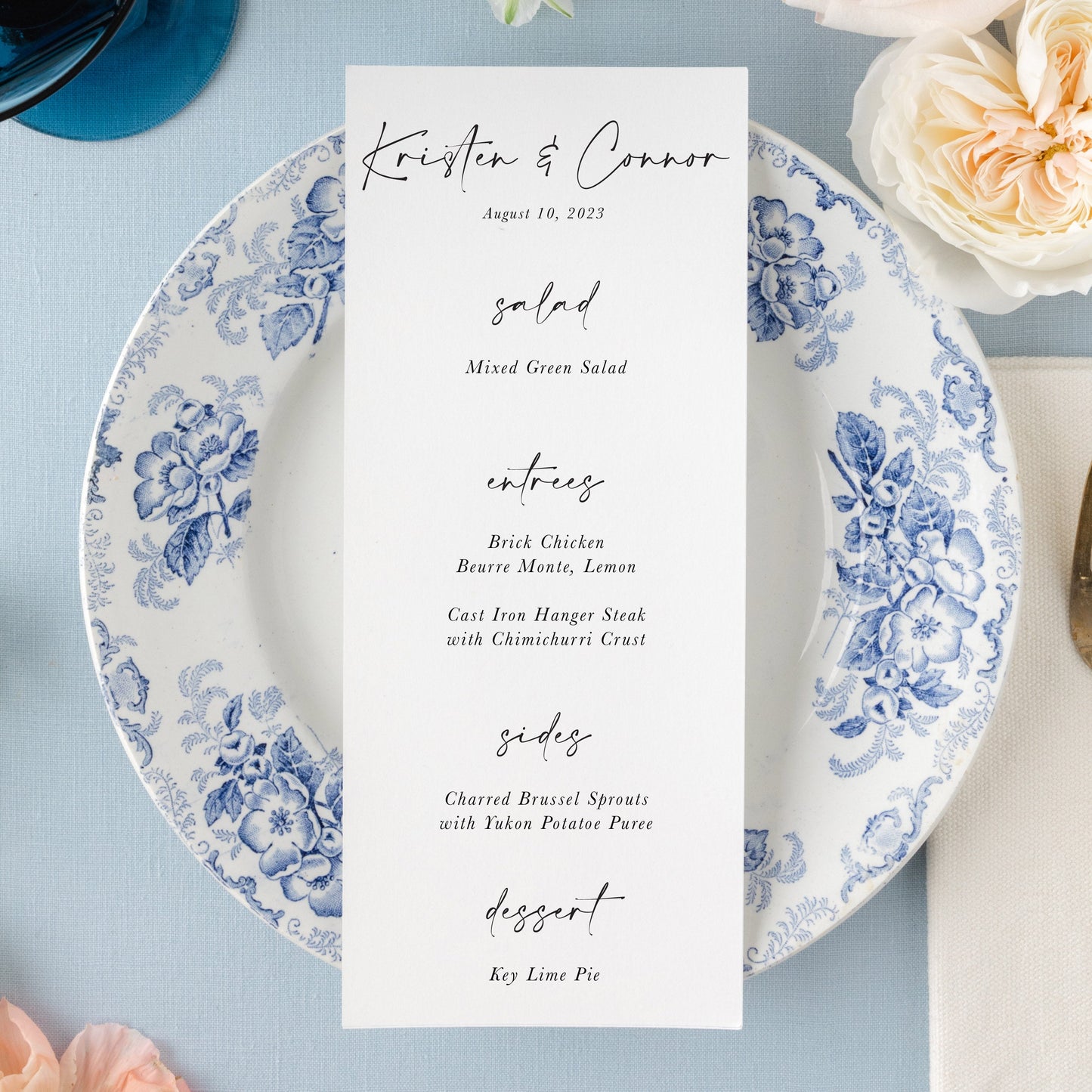Semi-custom Handmade Paper Wedding Menu | Set of 10 | Printed