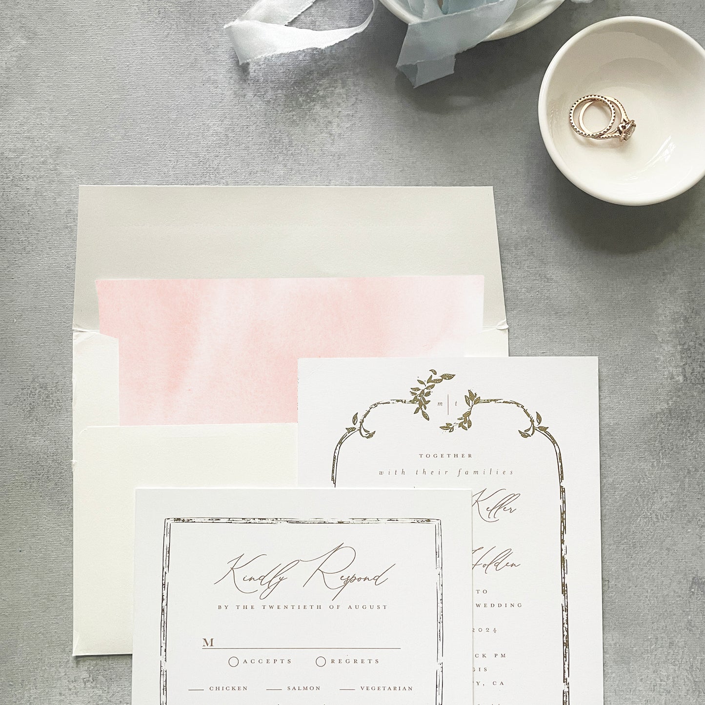 Blush Pink Watercolor Envelope Liner | Square Flap | Set of 10