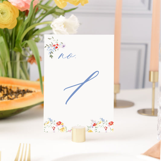 Bright Floral Watercolor Table Numbers | Watercolor Paper