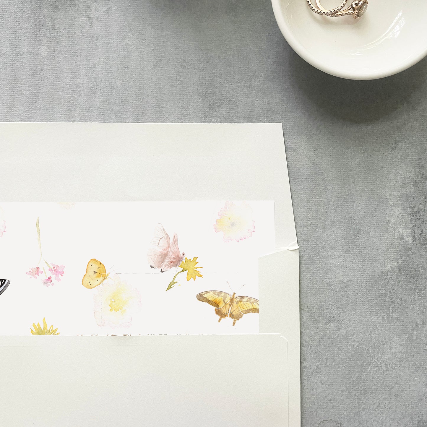 Butterfly Floral Envelope Liner | Square Flap | Set of 10