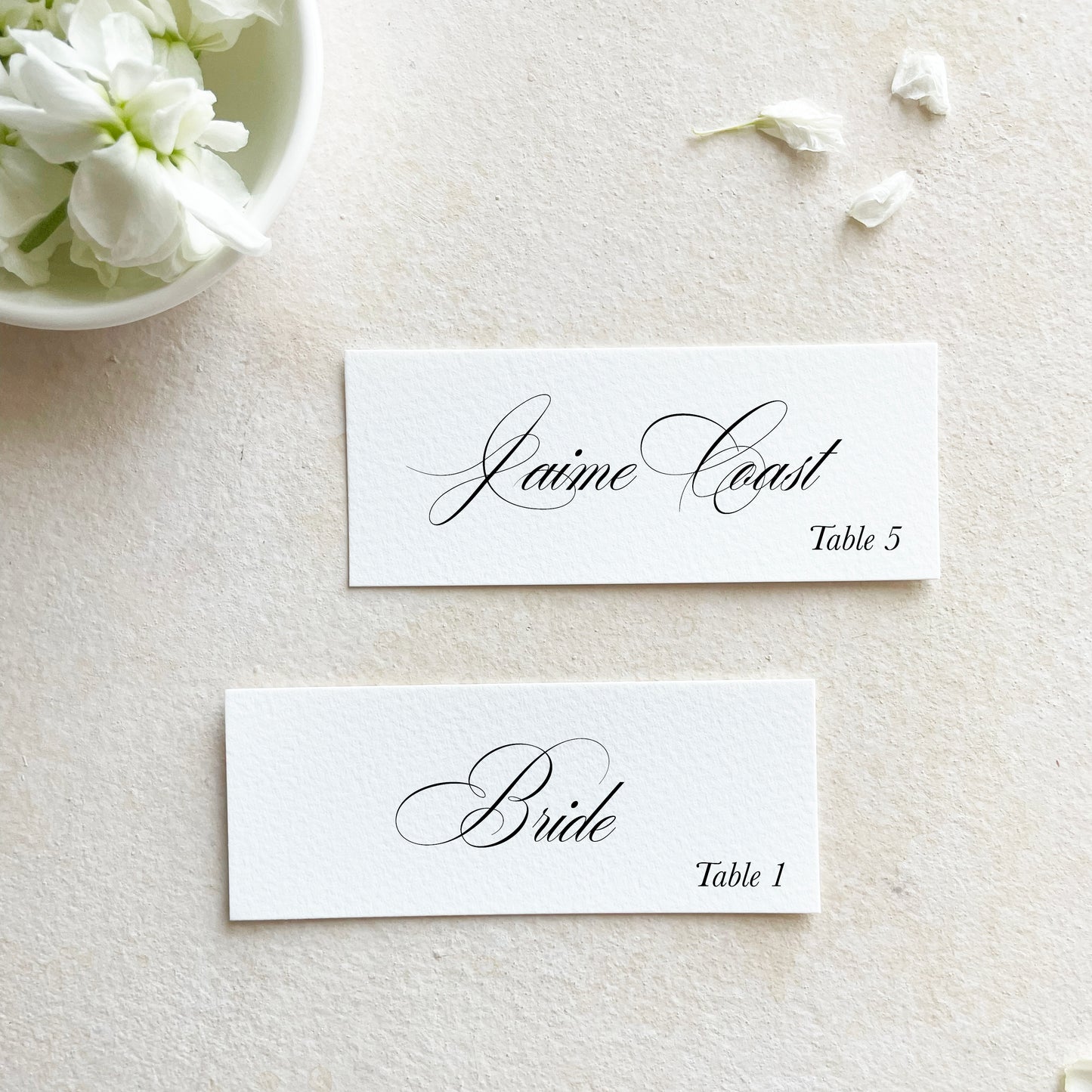 Slim Calligraphy Font Place Card | Set of 10 | Printed