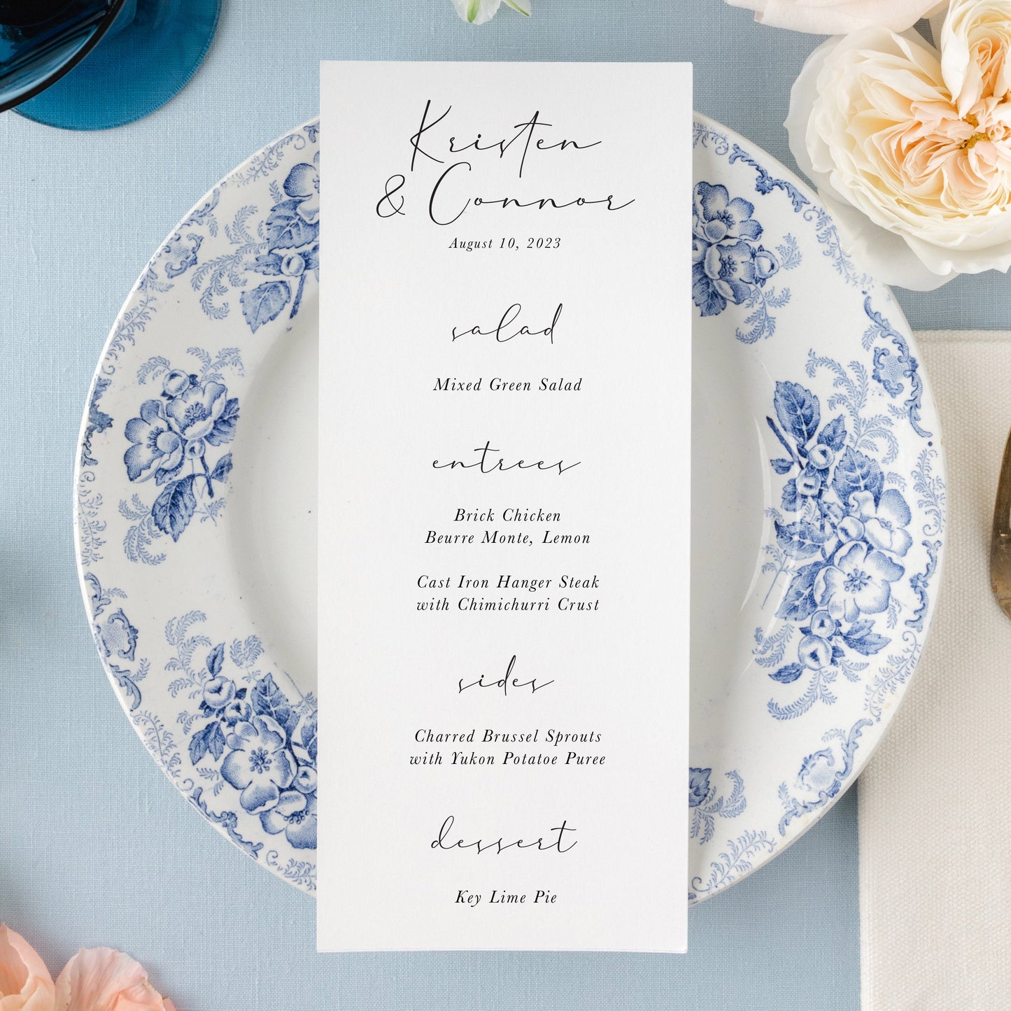 Semi-custom Formal Calligraphy Wedding Menu | Set of 10 | Printed