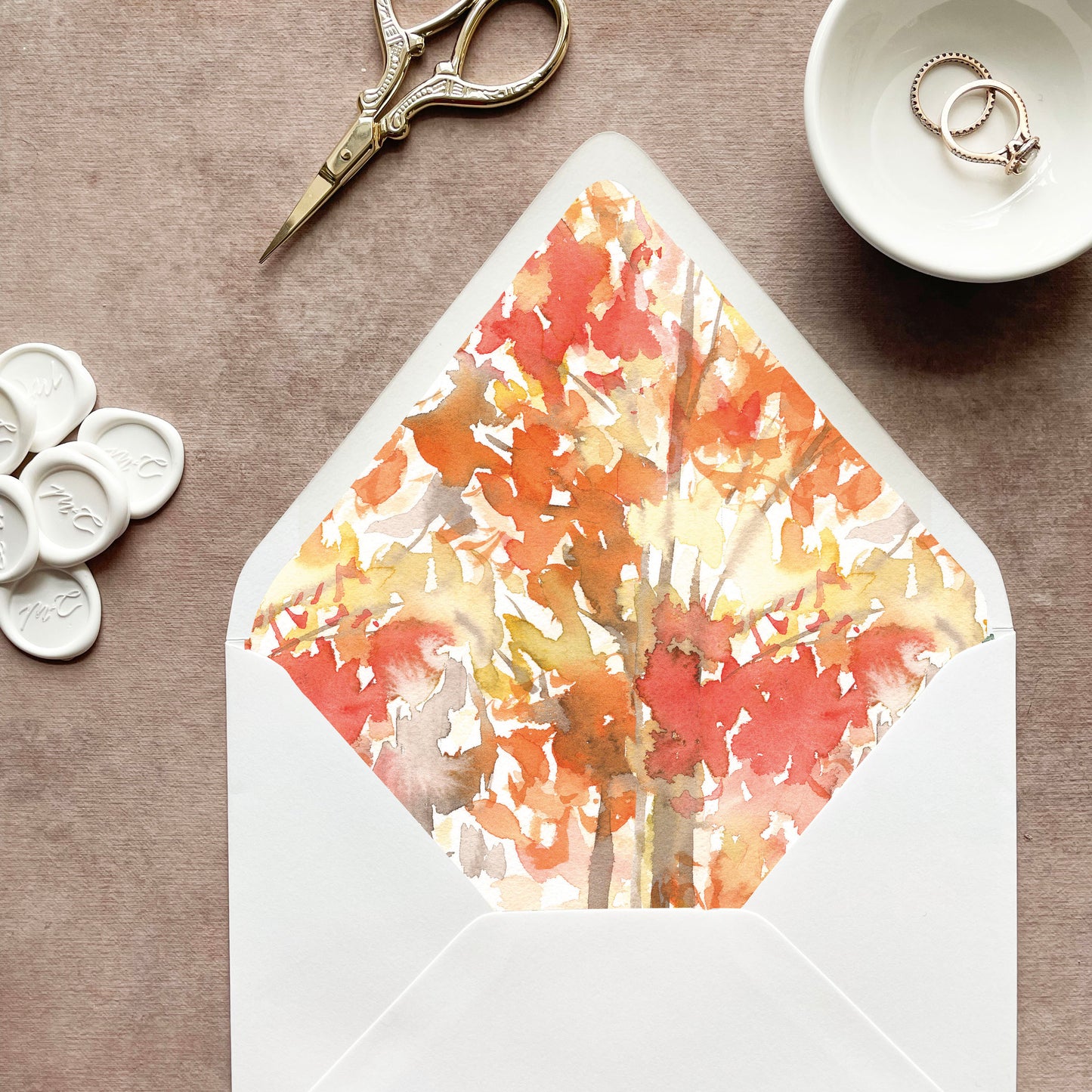 Fall Watercolor Envelope Liner | Euro Flap | Set of 10