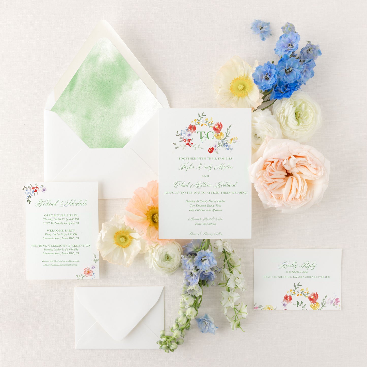 The Garden Collection | Semi-Custom Watercolor Wedding Invitations | Custom Venue Artwork Included