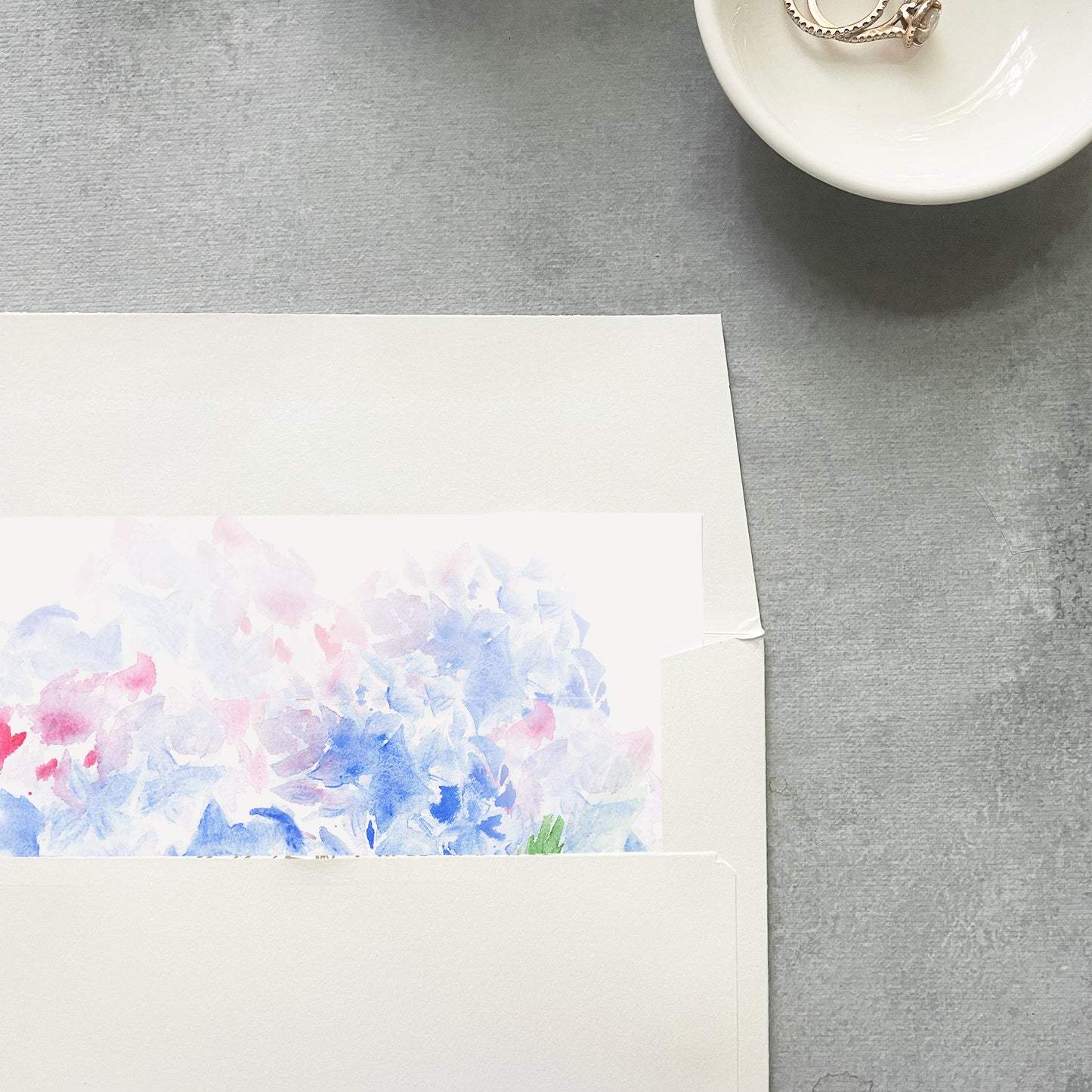 Blue Hydrangea Floral Envelope Liner | Square Flap | Set of 10
