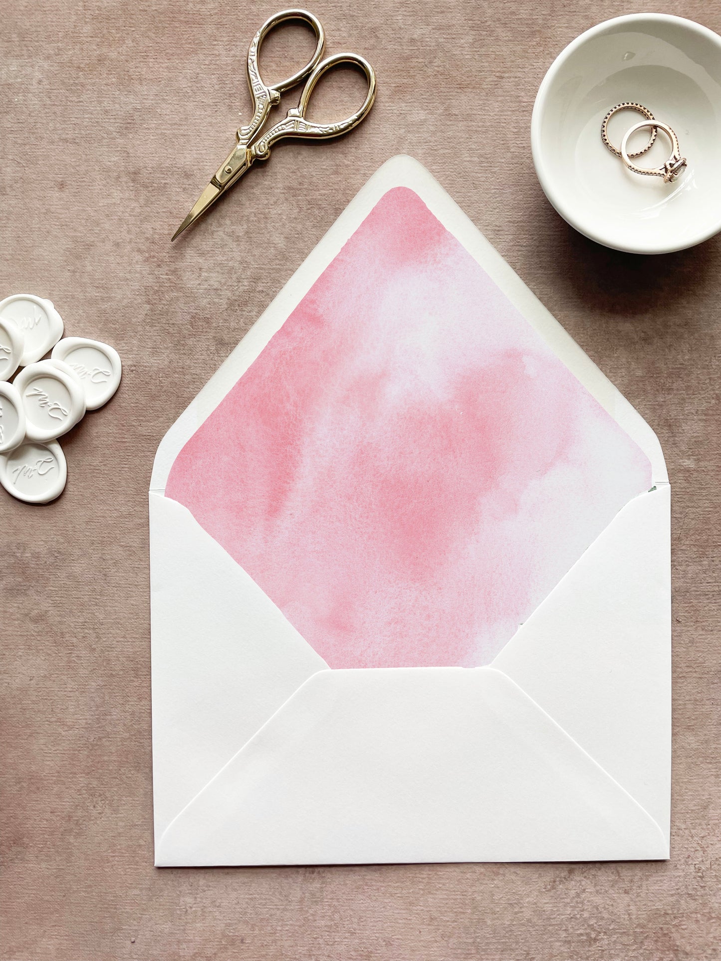 Blush Watercolor Envelope Liner | Euro Flap | Set of 10