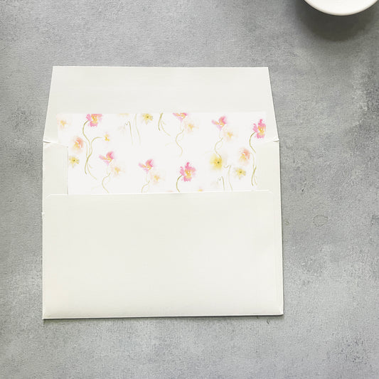 Bright Poppy Floral Envelope Liner | Square Flap | Set of 10