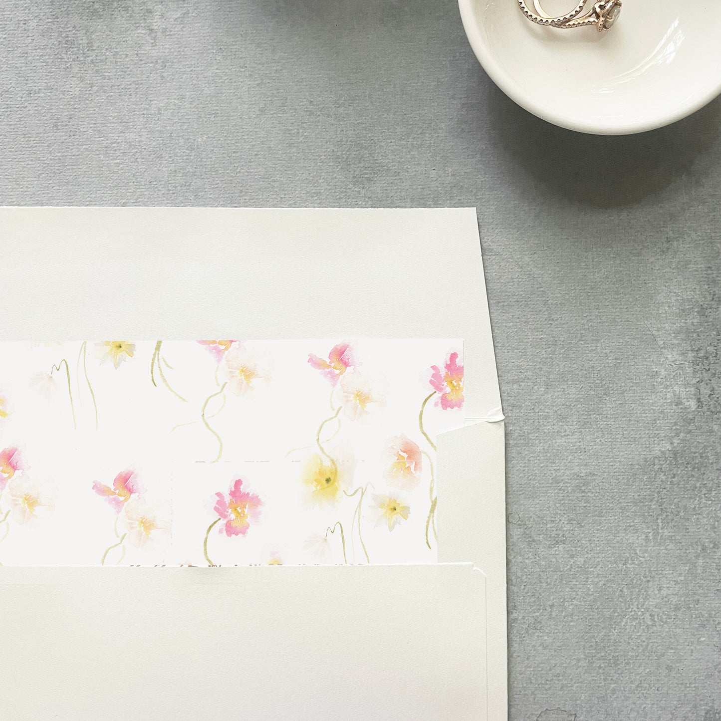 Bright Poppy Floral Envelope Liner | Square Flap | Set of 10