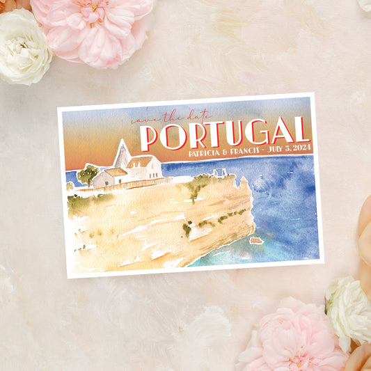 The Postcard | Semi-Custom Watercolor Save The Dates | Custom Artwork Included
