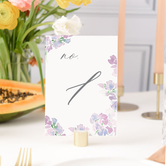 Purple Floral Watercolor Table Numbers | Watercolor Paper