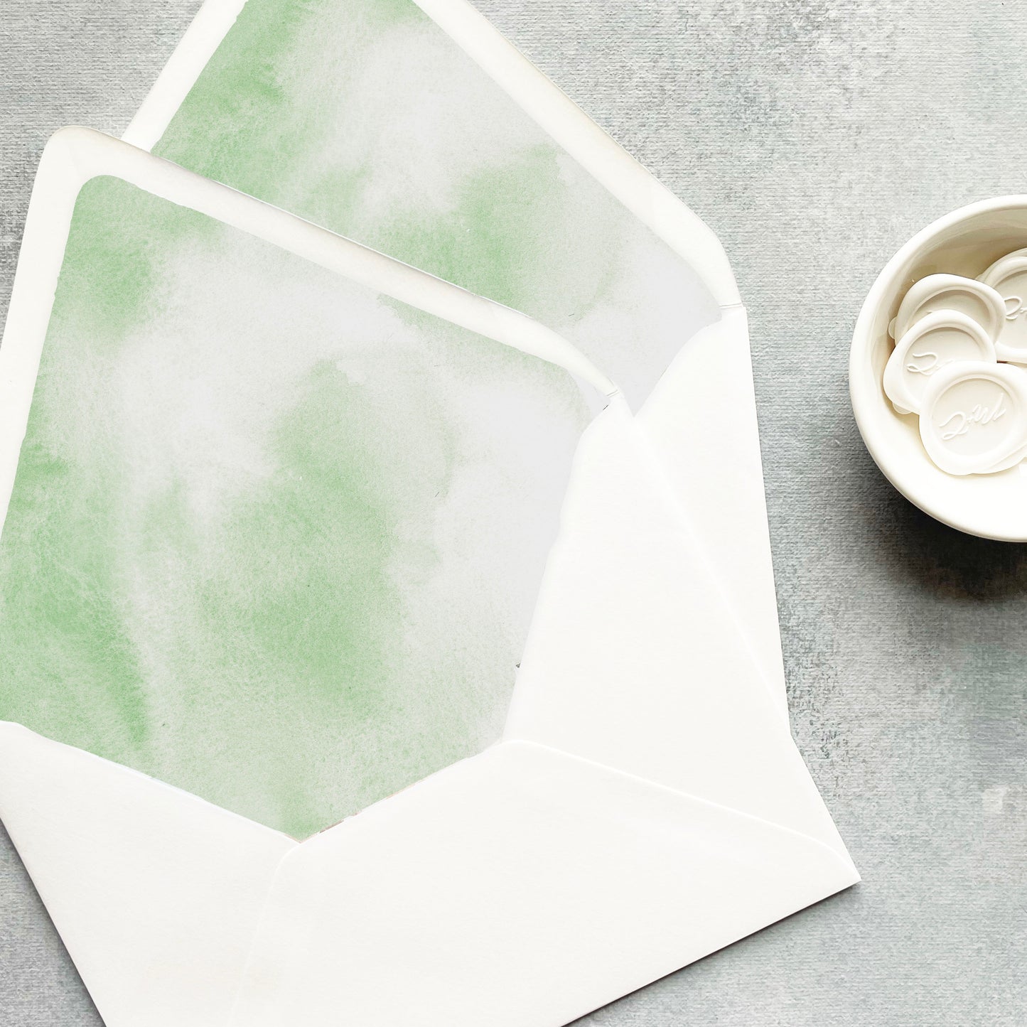Sage Green Watercolor Envelope Liner | Euro Flap | Set of 10