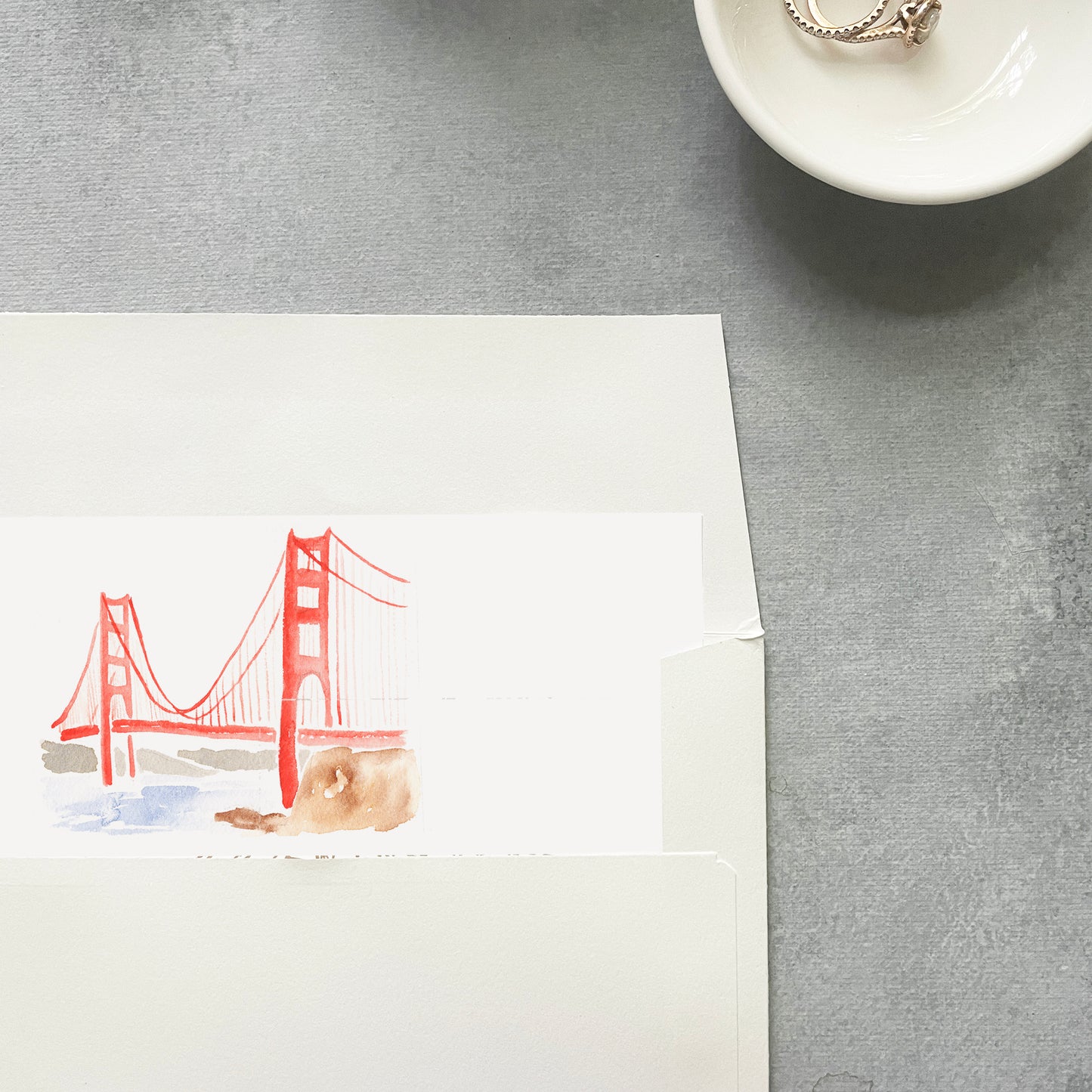 San Francisco Watercolor Envelope Liner | Square Flap | Set of 10