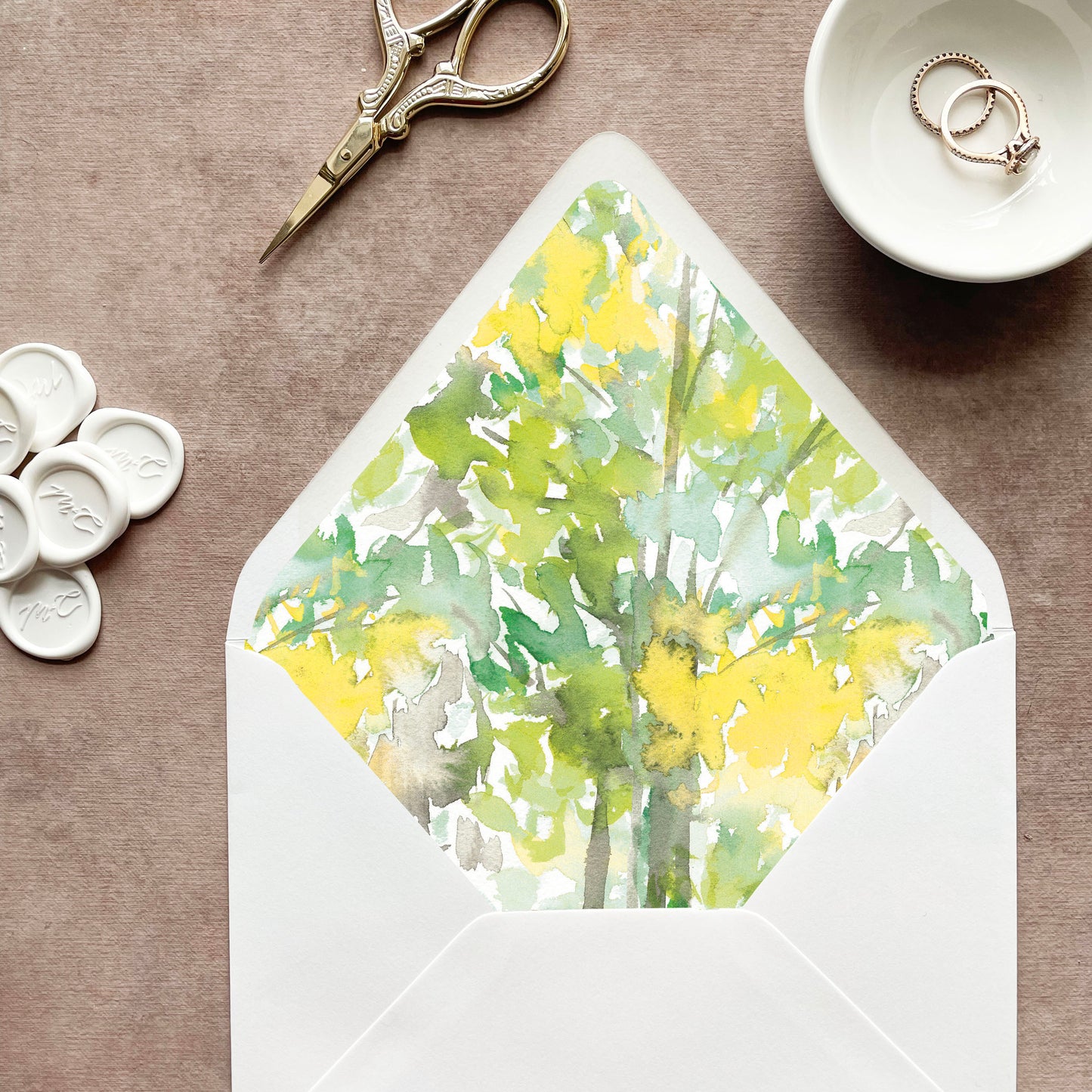 Spring Watercolor Envelope Liner | Euro Flap | Set of 10