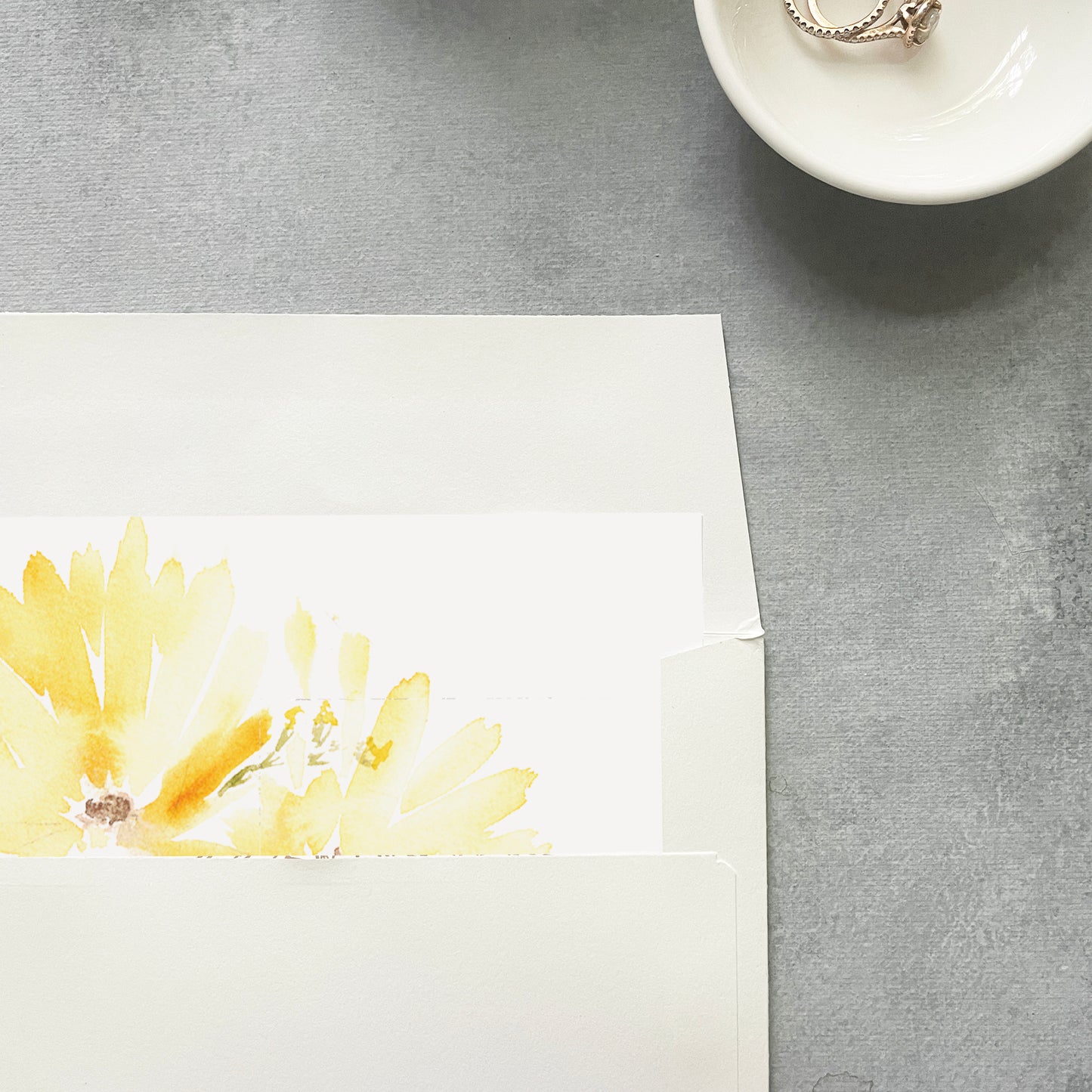 Rustic Sunflower Floral Envelope Liner | Square Flap | Set of 10