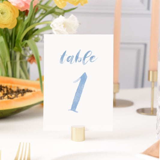 Blue Watercolor Table Numbers | Watercolor Paper