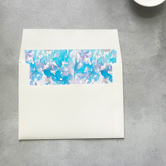 Winter Watercolor Envelope Liner | Square Flap | Set of 10